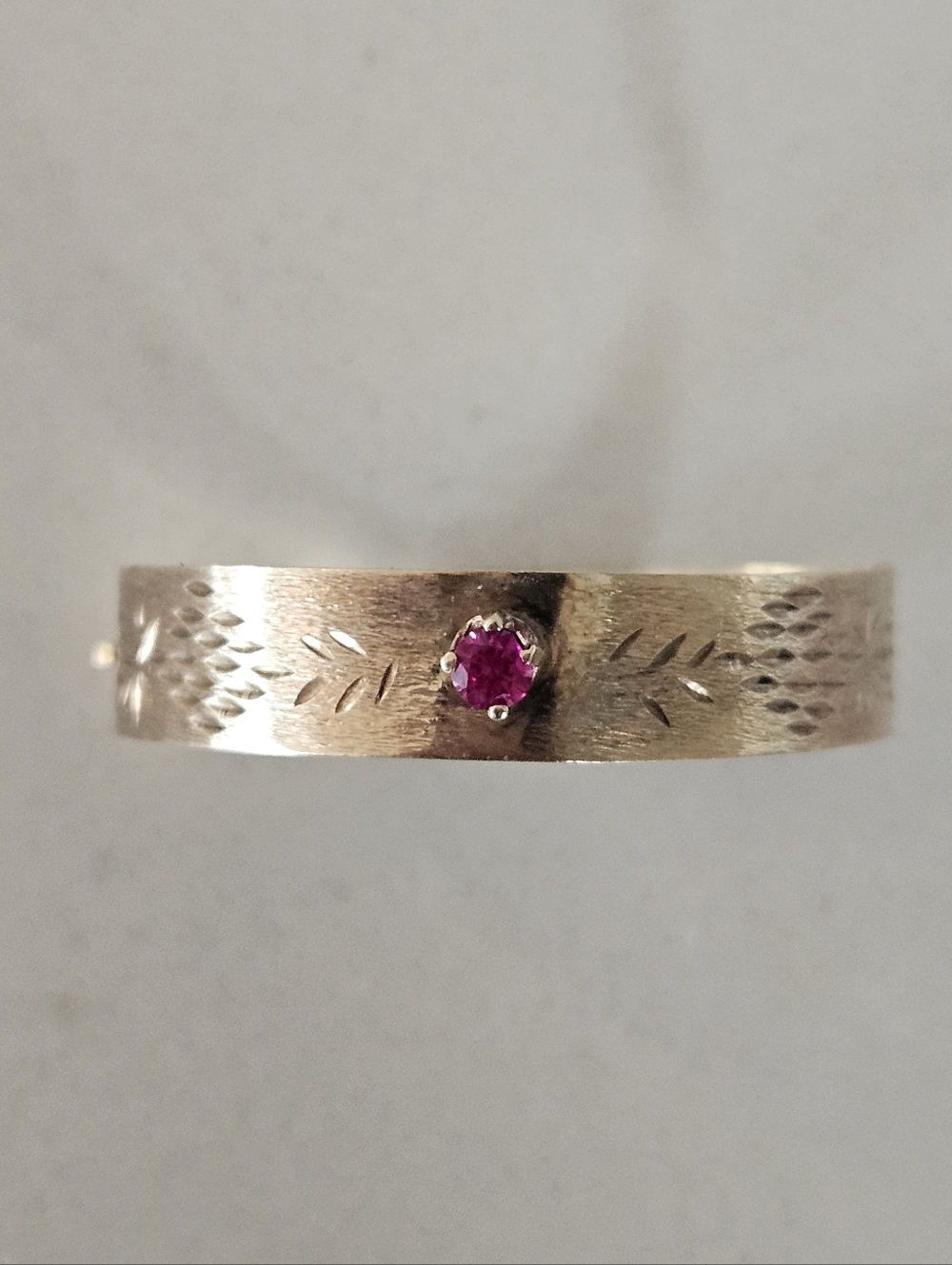 Luxury Antique Victorian Solid 14k Yellow Gold Burmese Ruby Baby Bangle Bracelet - Picture 8 of 14